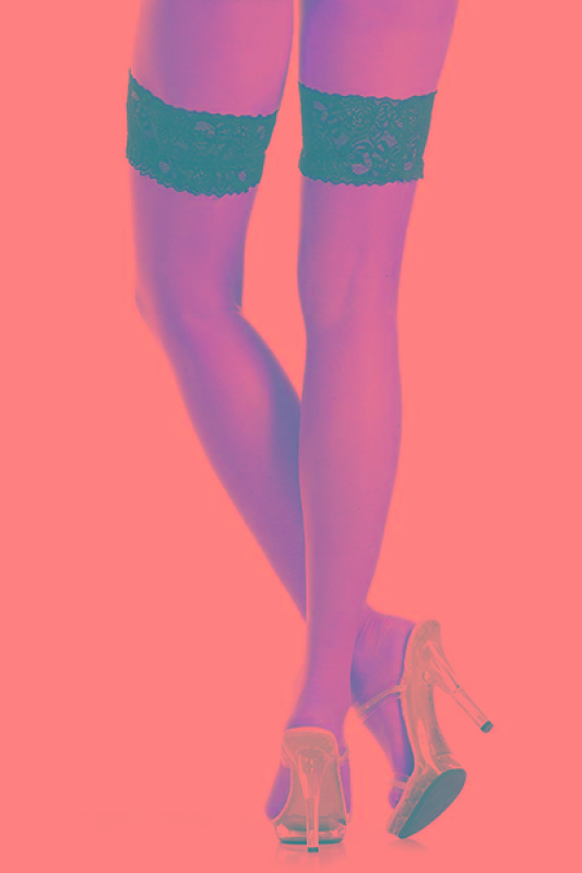 Stay Up Thigh Highs W-black Lace Top O-s