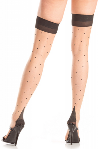 Polka Dot Nude Thigh Highs W-cuban Heel O-s