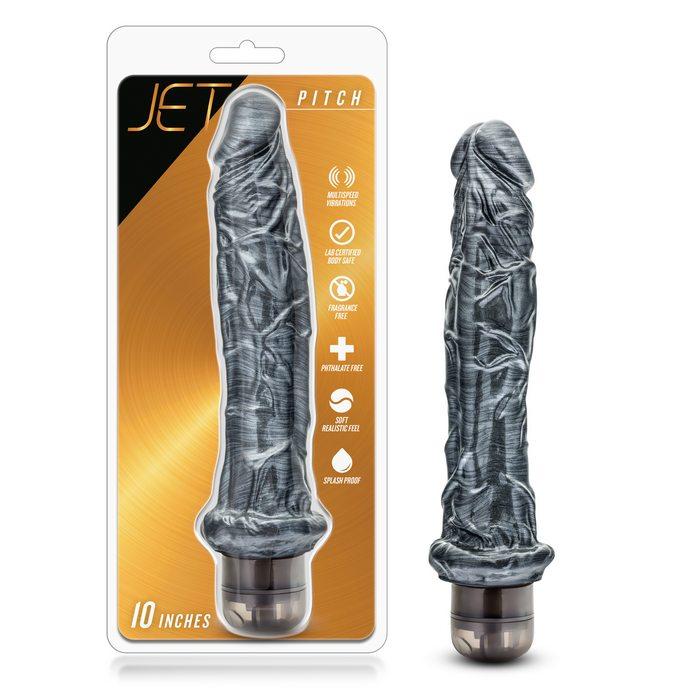 Jet Pitch Carbon Metallic Black Vibrating Dildo