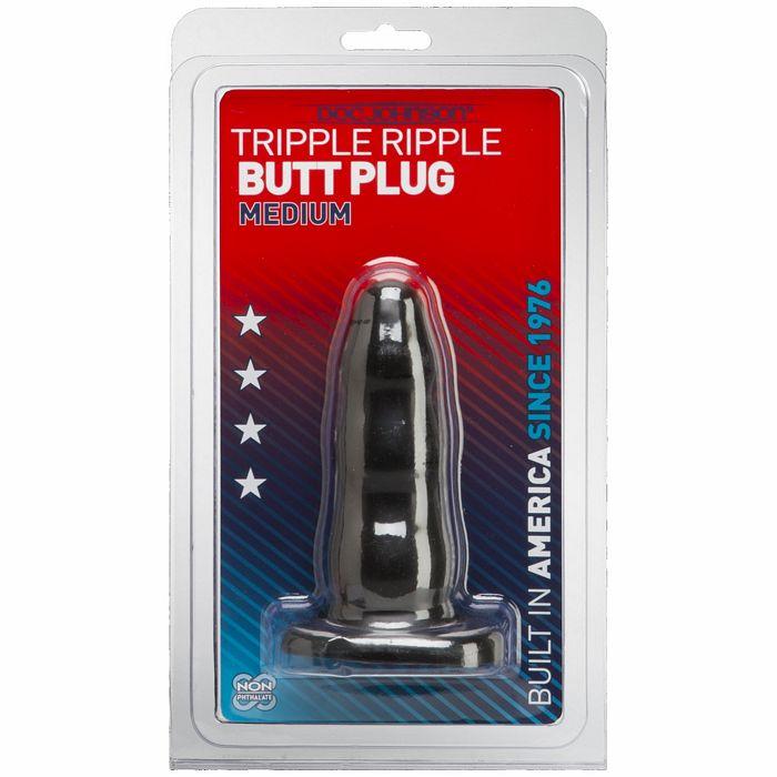 Triple Ripple Butt Plug Blk Med Cd