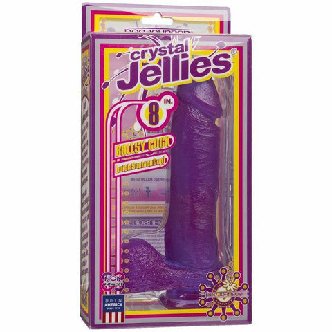 Crystal Jellies Ballsy Cock 8in Purple W-suction Cup