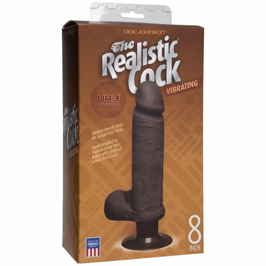 The Realistic Cock Ultraskyn Vibrating 8in - Black Bx