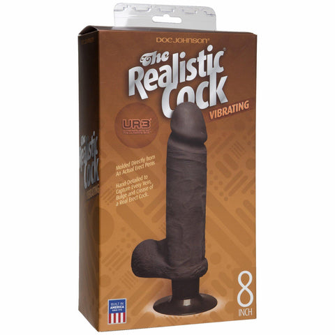 The Realistic Cock Ultraskyn Vibrating 8in - Black Bx