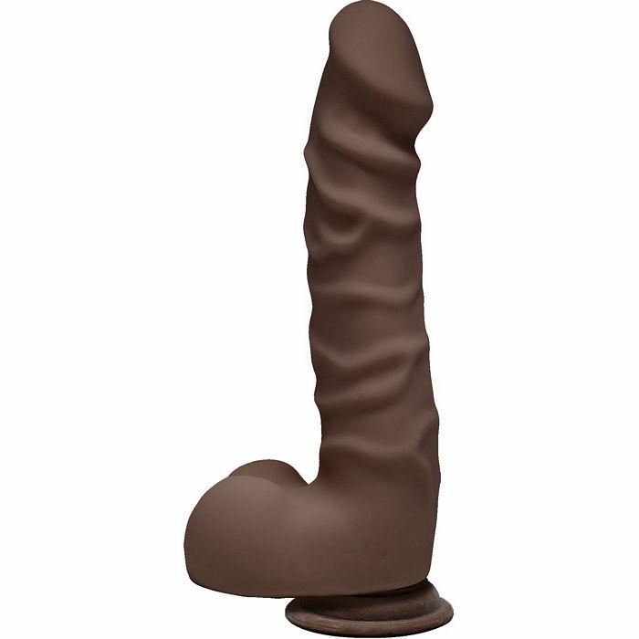 The D Ragin' D 7.5 W-balls Chocolate Brown Dildo "