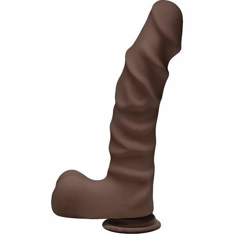 The D Ragin' D 9 W-balls Chocolate Brown Dildo "