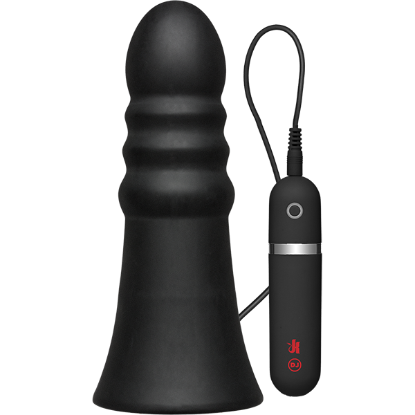Kink Vibrating Silicone Butt Plug Ridged 8 Black "