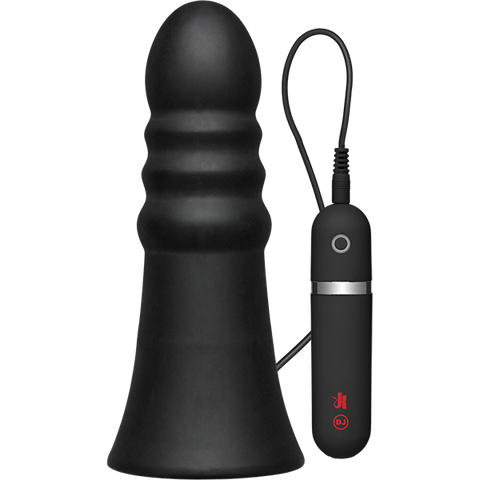 Kink Vibrating Silicone Butt Plug Ridged 8 Black "