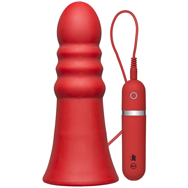 Kink Vibrating Silicone Butt Plug Ridged 8 Red "