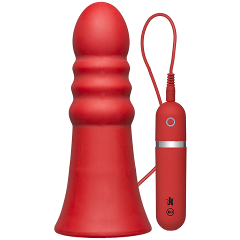 Kink Vibrating Silicone Butt Plug Ridged 8 Red "