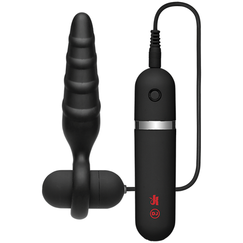 Kink Vibrating Silicone Butt Plug 4 Black "