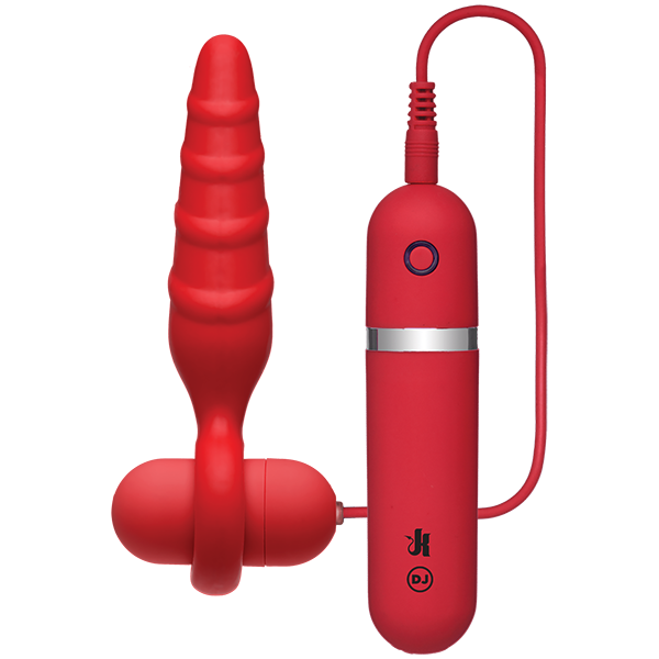 Kink Vibrating Silicone Butt Plug 4 Red "