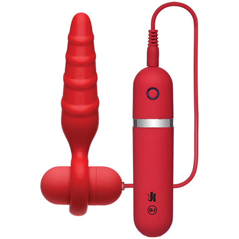 Kink Vibrating Silicone Butt Plug 4 Red "
