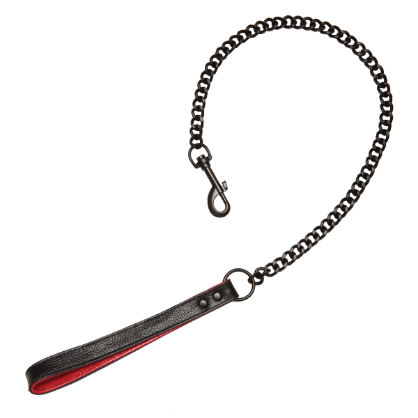 Kink Leather Handler's Leash Black-red