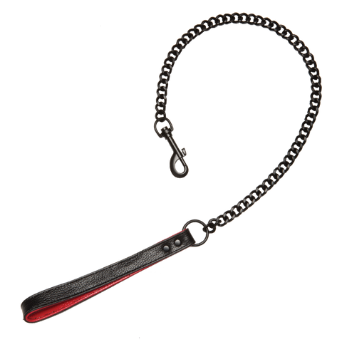 Kink Leather Handler's Leash Black-red