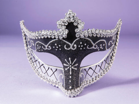 Eye Mask W-ribbon Silver-black