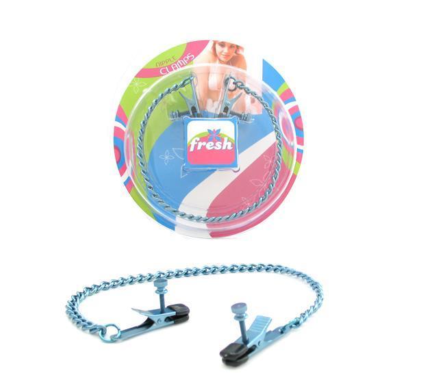 Fresh Nipple Clamps Alligator W-chain Blue