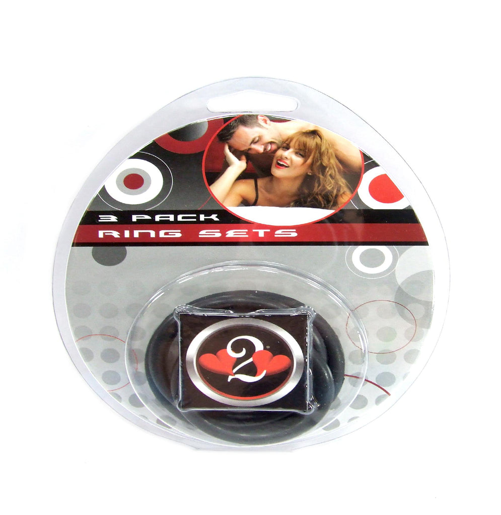 H2h Cock Ring Nitrile 3pc Set Black