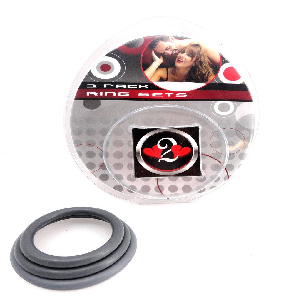 H2h Cock Ring Nitrile 3pc Set Grey