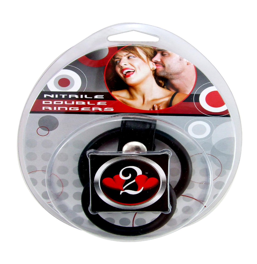 H2h Cock Ring Dbl Ringer Nitrile Black