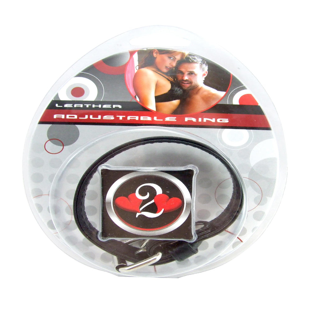 H2h Cock Ring Leather W-buckle Black 5in-9in