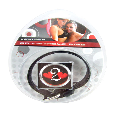 H2h Cock Ring Leather W-buckle Black 5in-9in