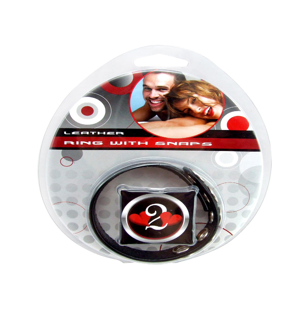 H2h Cock Ring Leather 5 Snaps Black