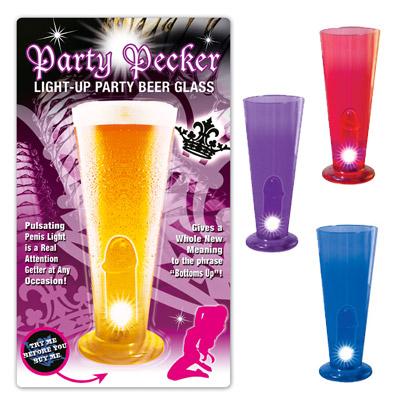 Party Pecker Light Up Beer Glass Red