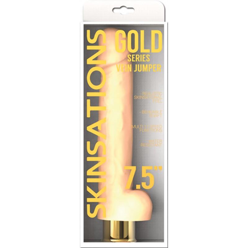 Skinsations Gold Series Vein Jumper 7.5 Vibrating Dildo "