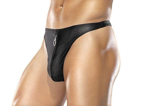Zipper Thong Black S-m