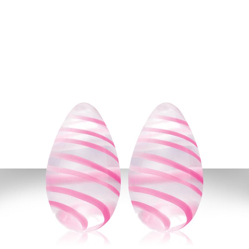 Crystal Kegel Eggs Clear W- Pink Stripes