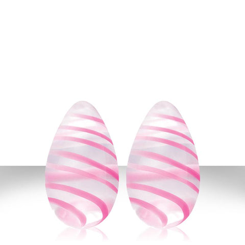 Crystal Kegel Eggs Clear W- Pink Stripes