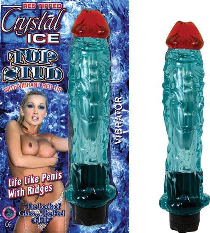 Crystal Ice Red Tip Top Stud Blue