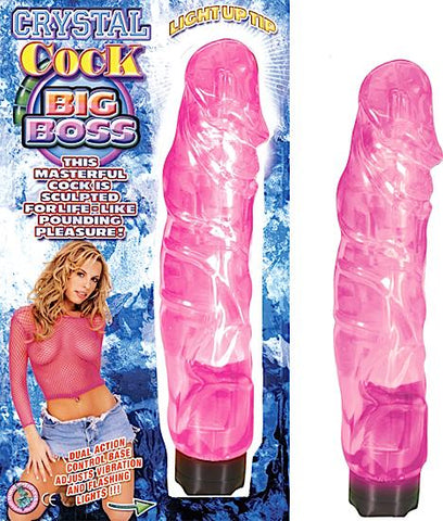 Crystal Cock Big Boss Pink W-lite