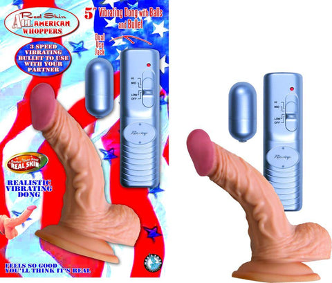 All American Whopper 5in Vibrating Flesh