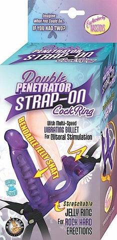 Double Penetrator Strap On Cockring Purple