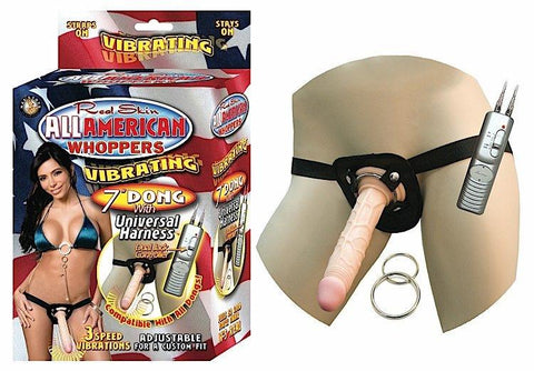 All American Vib 7in Dong W-universal Harness Flesh