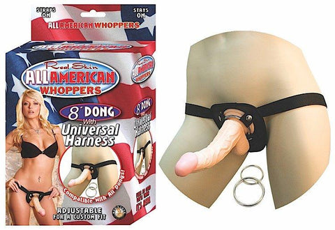 All American 8in Dong W-universal Harness Flesh