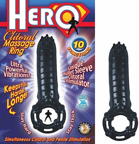Hero Cockring & Clit Massager Black