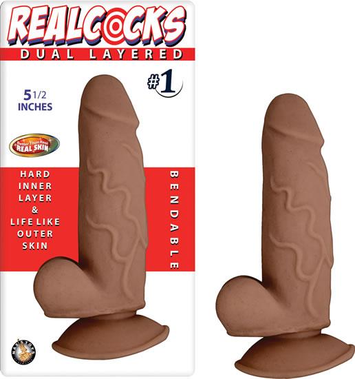 Real Cocks Dual Layered #1 Brown 5 1-2 "