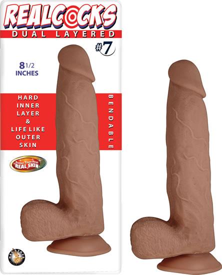 Real Cocks Dual Layered #7 Brown 8 1-2 "