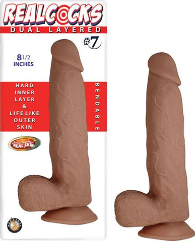 Real Cocks Dual Layered #7 Brown 8 1-2 "