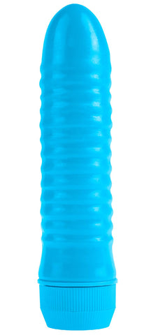 Neon Ribbed Rocket Blue Vibrator