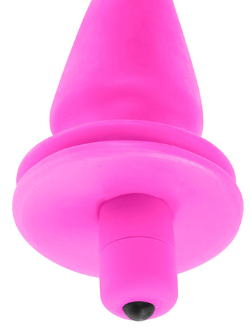 Neon Vibrating Butt Plug Pink