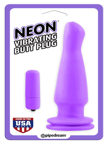Neon Vibrating Butt Plug Purple
