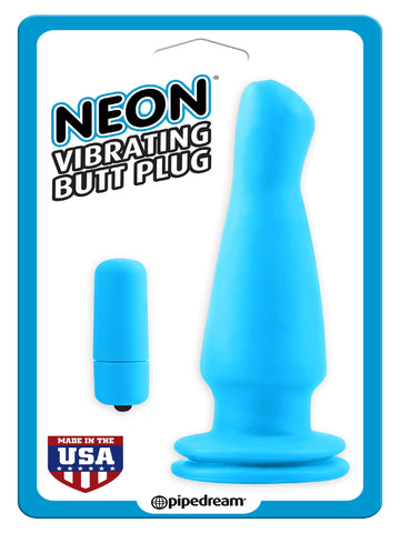 Neon Vibrating Butt Plug Blue