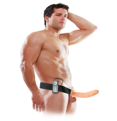 Fetish Fantasy 8in Hollow Strap On Flesh Vibrating