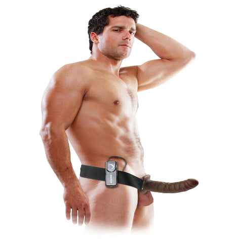 Fetish Fantasy 8in Hollow Strap On Brown Vibrating