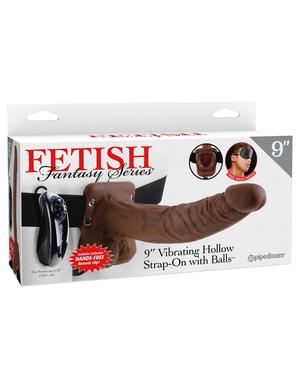 Fetish Fantasy 9 Vibrating Hollow Strap On W-balls Brown "
