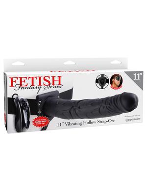 Fetish Fantasy 11 Vibrating Hollow Strap On Black "