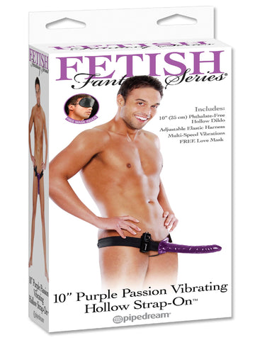 Fetish Fantasy 10in Purple Passion Vib. Hollow Strap On
